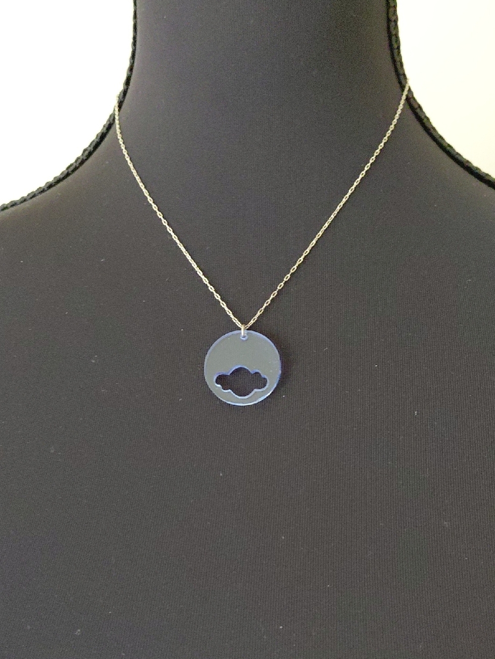 Delicate Blue Cloud Cutout Pendant Necklace